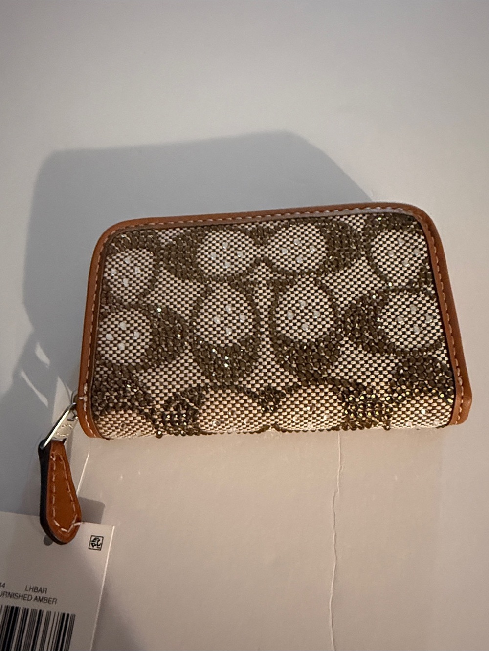 Coach Crystals Zip Around Signature wallet. Burnished Amber